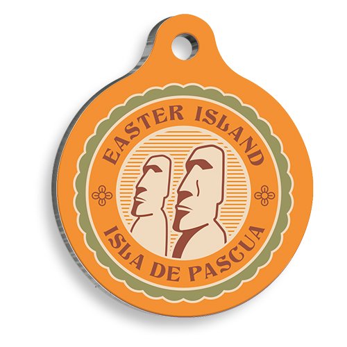 Easter Island Figür Yuvarlak Kedi ve Köpek Künyesi Medium 3 cm
