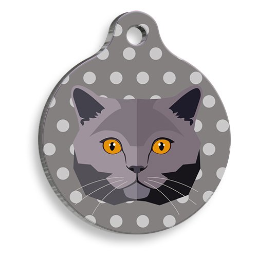 British Shorthair Gri Yuvarlak Kedi Künyesi Small 2,5 cm