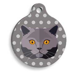 British Shorthair Gri Yuvarlak Kedi Künyesi Large 3,8 cm