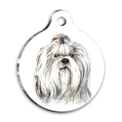Suluboya Shih Tzu Yuvarlak Köpek Künyesi Medium 3 cm