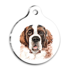 Suluboya Saint Bernard Yuvarlak Köpek Künyesi Medium 3 cm