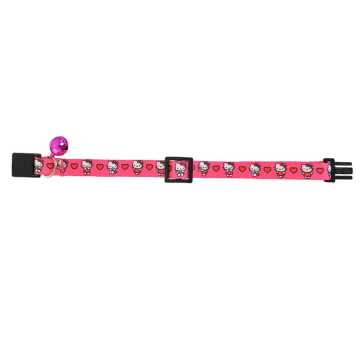 Hello Kitty Pembe Desenli Güvenlik Kilitli Ayarlanabilir Yumuşak Doku Kedi Boyun Tasması 22-30 cm