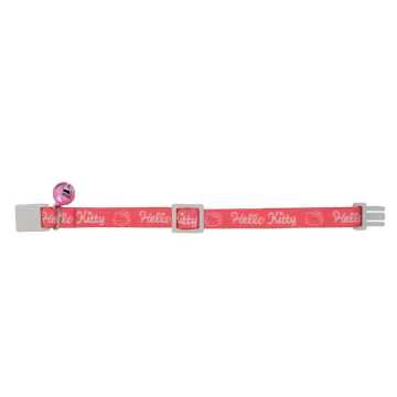 Hello Kitty Pembe Beyaz Desenli Güvenlik Kilitli Ayarlanabilir Yumuşak Doku Kedi Boyun Tasması 22-30 cm