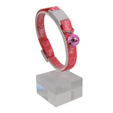 Hello Kitty Pembe Beyaz Desenli Güvenlik Kilitli Ayarlanabilir Yumuşak Doku Kedi Boyun Tasması 22-30 cm