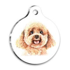 Suluboya Toy Poodle Yuvarlak Köpek Künyesi Large 3,8 cm