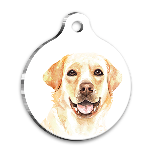 Suluboya Labrador Retriever Yuvarlak Köpek Künyesi Medium 3 cm