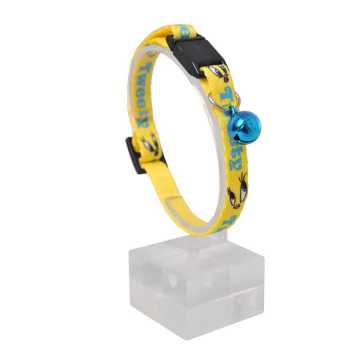 Tweety Turkuaz Sarı Desenli Güvenlik Kilitli Ayarlanabilir Yumuşak Doku Kedi Boyun Tasması 22-30 cm