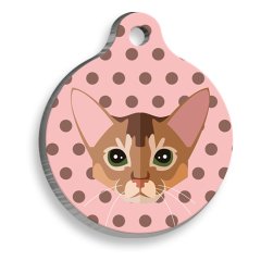 Habeş Kedisi Yuvarlak Kedi Künyesi Small 2,5 cm