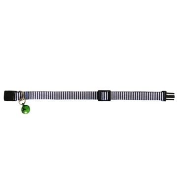 Güvenlik Kilitli Ayarlanabilir Lacivert Beyaz Enine Çizgili Yumuşak Doku Kedi Boyun Tasması 22-30 cm