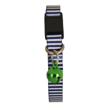 Güvenlik Kilitli Ayarlanabilir Lacivert Beyaz Enine Çizgili Yumuşak Doku Kedi Boyun Tasması 22-30 cm