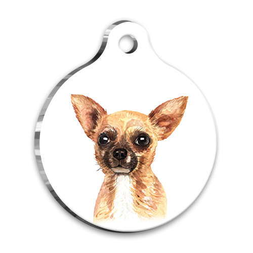 Suluboya Chihuahua Yuvarlak Köpek Künyesi Medium 3 cm