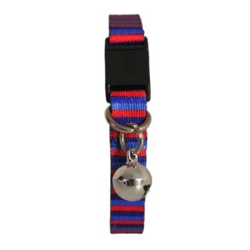 Güvenlik Kilitli Ayarlanabilir Kırmızı Laciver t Mavi Enine Çizgili Yumuşak Doku Kedi Boyun Tasması 22-30 cm
