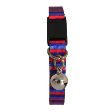 Güvenlik Kilitli Ayarlanabilir Kırmızı Laciver t Mavi Enine Çizgili Yumuşak Doku Kedi Boyun Tasması 22-30 cm