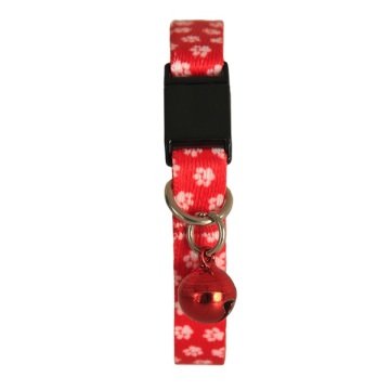 Güvenlik Kilitli Ayarlanabilir Kırmızı Beyaz Patili  Yumuşak Doku Kedi Boyun Tasması 22-30 cm