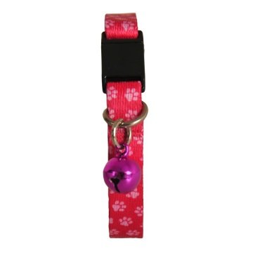 Güvenlik Kilitli Ayarlanabilir Pembe Beyaz Patili  Yumuşak Doku Kedi Boyun Tasması 22-30 cm