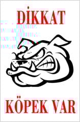 Dikkat Köpek Var Uyarı Levhası (Bulldog Kafası)