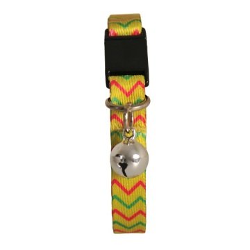 Güvenlik Kilitli Ayarlanabilir Sarı Zikzak Desenli  Yumuşak Doku Kedi Boyun Tasması 22-30 cm