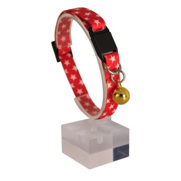 Güvenlik Kilitli Ayarlanabilir Kırmızı Beyaz Yıldızlı  Yumuşak Doku Kedi Boyun Tasması 22-30 cm