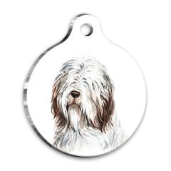 Suluboya Bearded Collie Yuvarlak Köpek Künyesi Small 2,5 cm