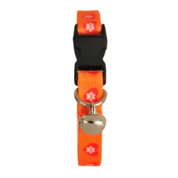 Turuncu Kalpli ve Patili Ayarlanabilir Yumuşak Doku Kedi Boyun Tasması 22-30 cm