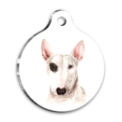 Suluboya Bull Terrier Yuvarlak Köpek Künyesi Small 2,5 cm