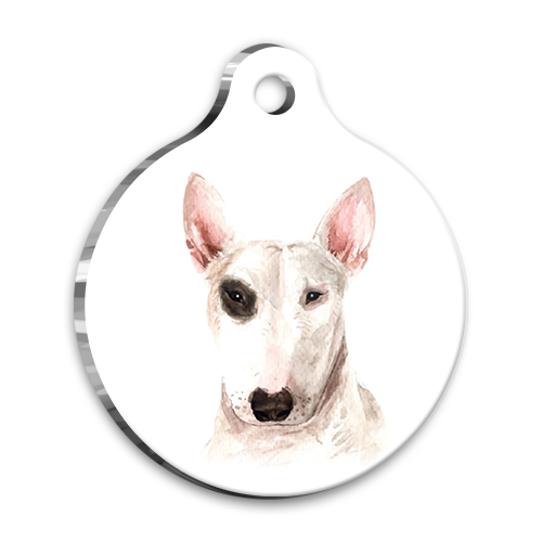 Suluboya Bull Terrier Yuvarlak Köpek Künyesi Medium 3 cm