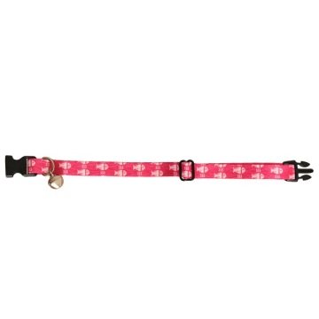 Pembe Renk Balık Desenli Ayarlanabilir Yumuşak Doku Kedi Boyun Tasması 22-30 cm