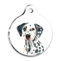 Suluboya Dalmatian Yuvarlak Köpek Künyesi Large 3,8 cm