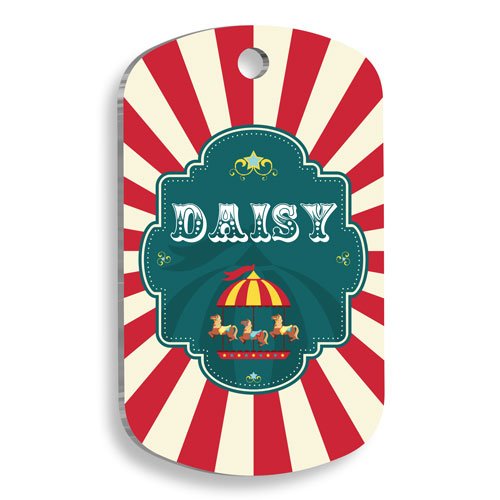 Sirk Desenli Kedi ve Köpek Künyesi Large 2,9 x 5 cm