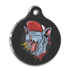 Tasarım Rock Roll Yuvarlak Kedi Künyesi Small 2,5 cm