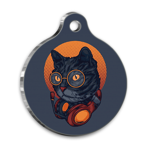 Tasarım 5 Yuvarlak Kedi Künyesi Medium 3 cm