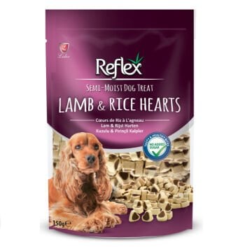 Reflex Kuzulu ve Pirinçli Mini Kalpli Yarı Yumuşak Köpek Ödül Maması 150gr