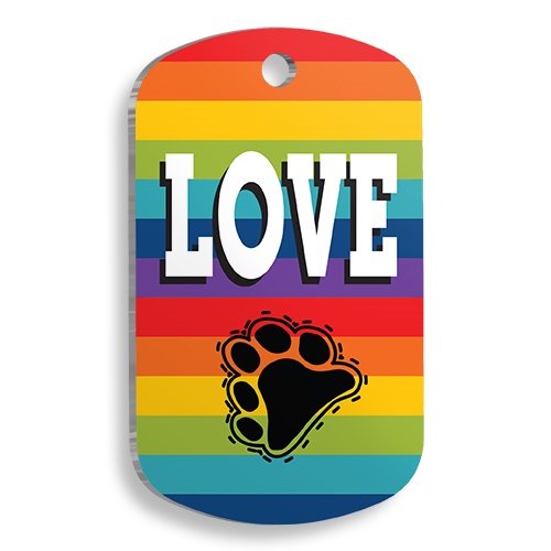 Patili Gökkuşağı Asker Kedi ve Köpek Künyesi Large 2,9 x 5 cm