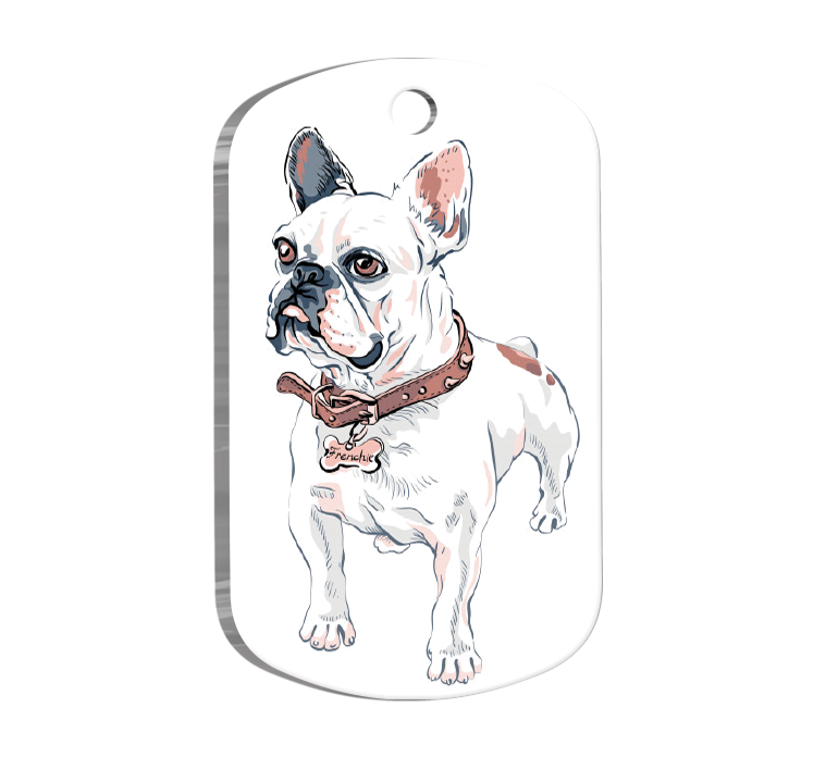 French Bulldog 2 Resimli Köpek Künyesi Small 2 x 3,5 cm