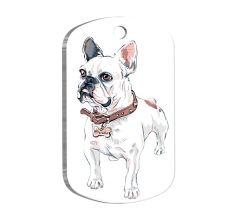French Bulldog 2 Resimli Köpek Künyesi Large 2,9 x 5 cm