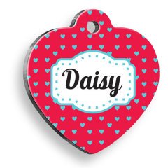 Pembe Kalp Desenli Kedi Köpek Künyesi Small 2,5 x 2,73 cm