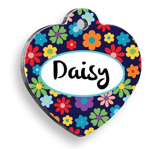 Canlı Çiçekler Kalp Şekilli Kedi Köpek Künyesi Small 2,5 x 2,73 cm