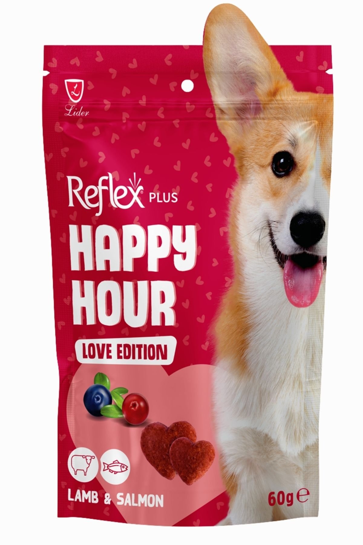 Reflex Plus Happy Hour Love Edition Kuzu Etli ve Somonlu Köpek Ödül Maması 60gr