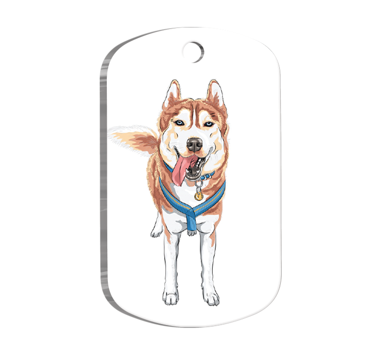 Siberian Husky Resimli Köpek Künyesi Small 2 x 3,5 cm