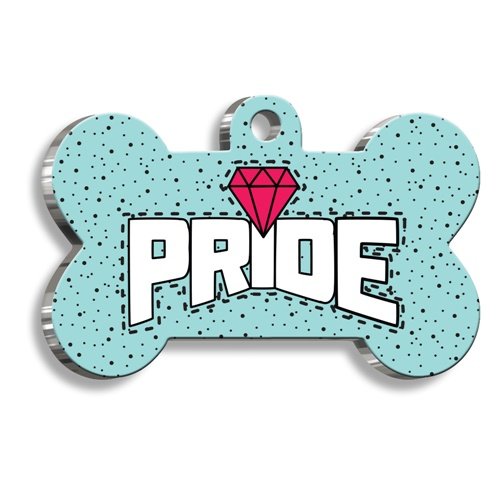 Mavi Pride Kemik Şekilli Kedi Köpek Künyesi Small 2,1 x 3,1 cm