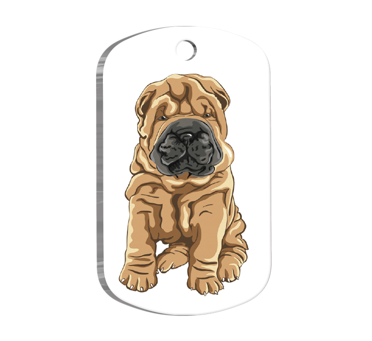 Shar Pei Resimli Köpek Künyesi Small 2 x 3,5 cm