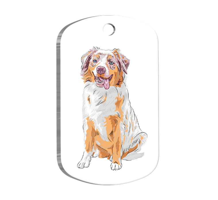 Australian Shepherd Resimli Köpek Künyesi Small 2 x 3,5 cm