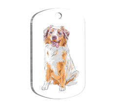Australian Shepherd Resimli Köpek Künyesi Small 2 x 3,5 cm