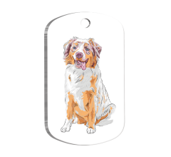 Australian Shepherd Resimli Köpek Künyesi Large 2,9 x 5 cm