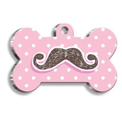 Bıyıklı Kemik Şekilli Kedi Köpek Künyesi XLarge 3,3 x 5 cm