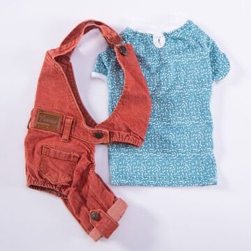 PawStar Kırmızı 2'li Denim Salopet Küçük ve Orta Irk Tulum