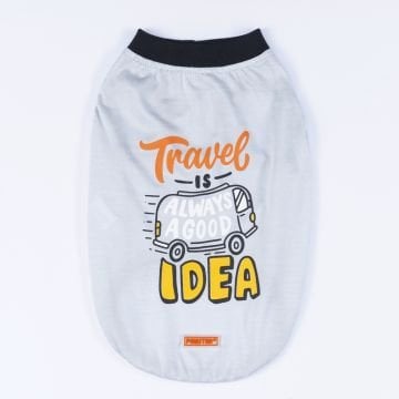PawStar Gri Travel Büyük Irk T-Shirt