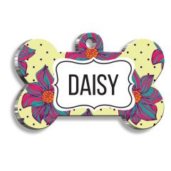 Lotus Çiçeği Desenli Kedi Köpek Künyesi XLarge 3,3 x 5 cm