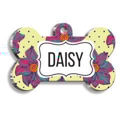 Lotus Çiçeği Desenli Kedi Köpek Künyesi Medium 2,6 x 3,8 cm