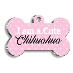 Chihuahua Pembe Kemik Şekilli Köpek Künyesi Medium 2,6 x 3,8 cm